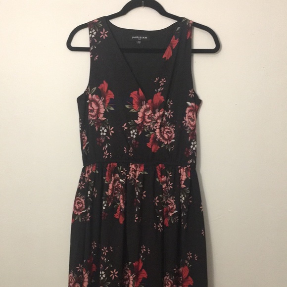 Parisian Black Floral Dress Sun Dress: Size 6 Tall - Picture 3 of 10